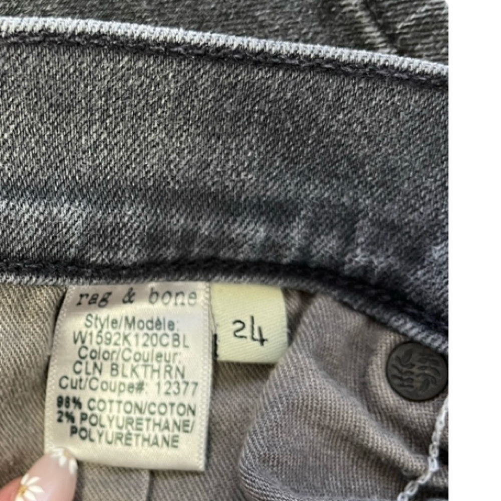 Rag & Bone Tomboy Cropped Skinny Boyfriend Jeans Faded Black Wash - Size 24 - Picture 11 of 12